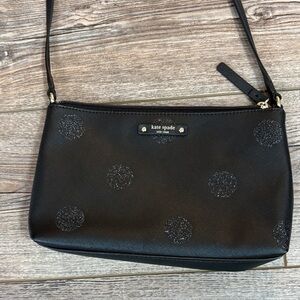 Kate Spade Black Glitter Dot Crossbody Bag 5.7"h x 9.4"w x 1.4"d